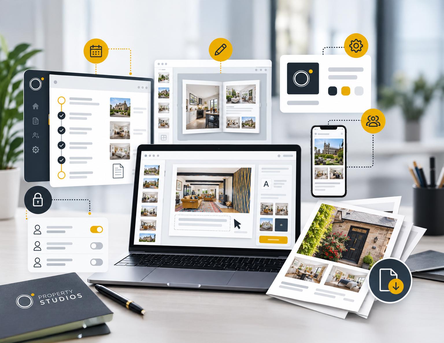 Property Studios in-house system interface showcasing interactive tools and features