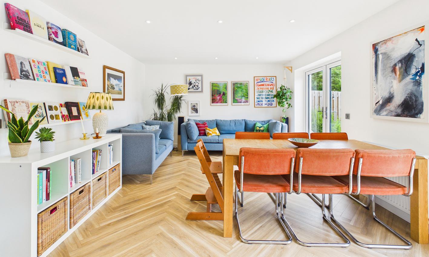 Beautifully staged interior property photography — bright open-plan living space